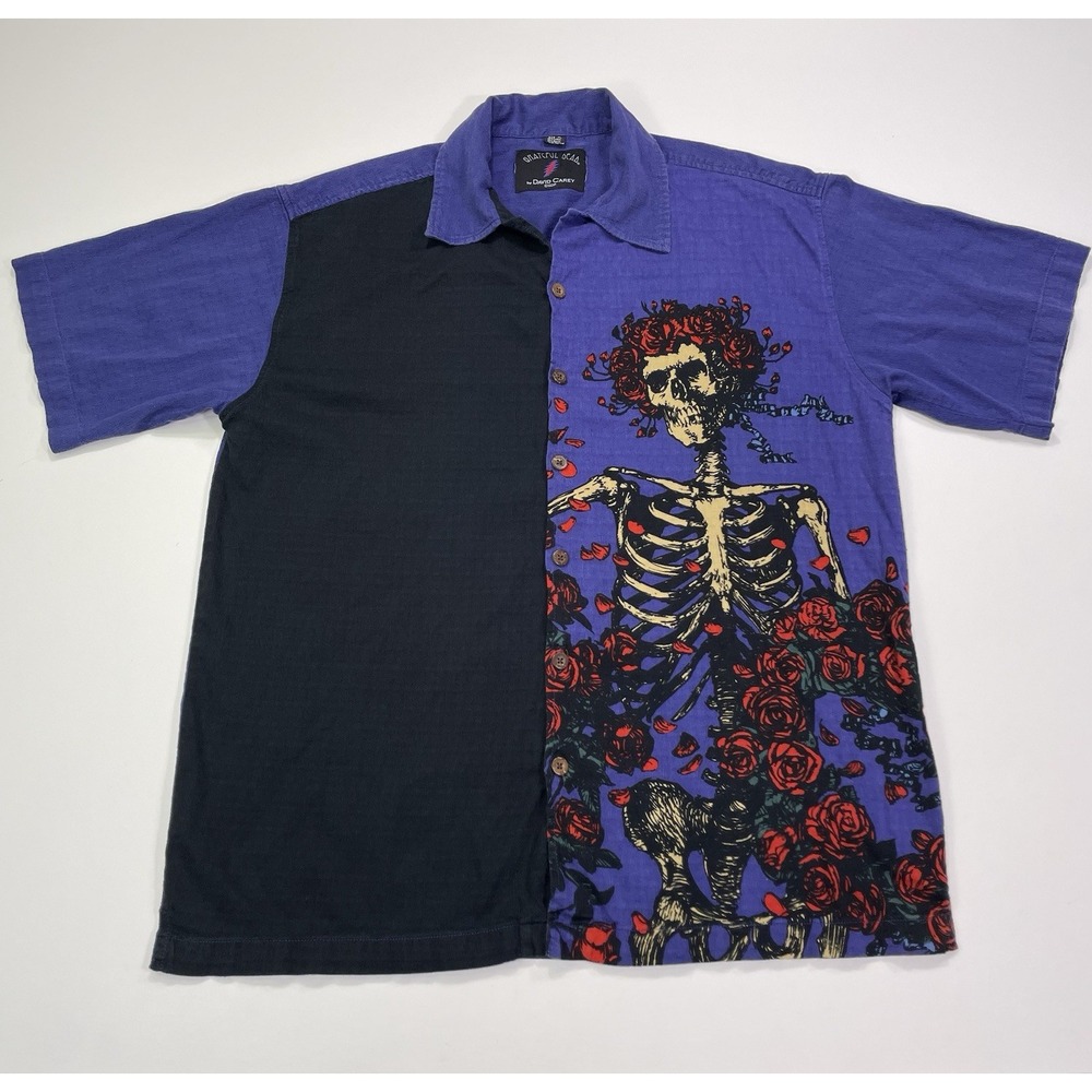David Carey Grateful Dead Shirt Mens XL Colorblock Button Up S/S Skeleton